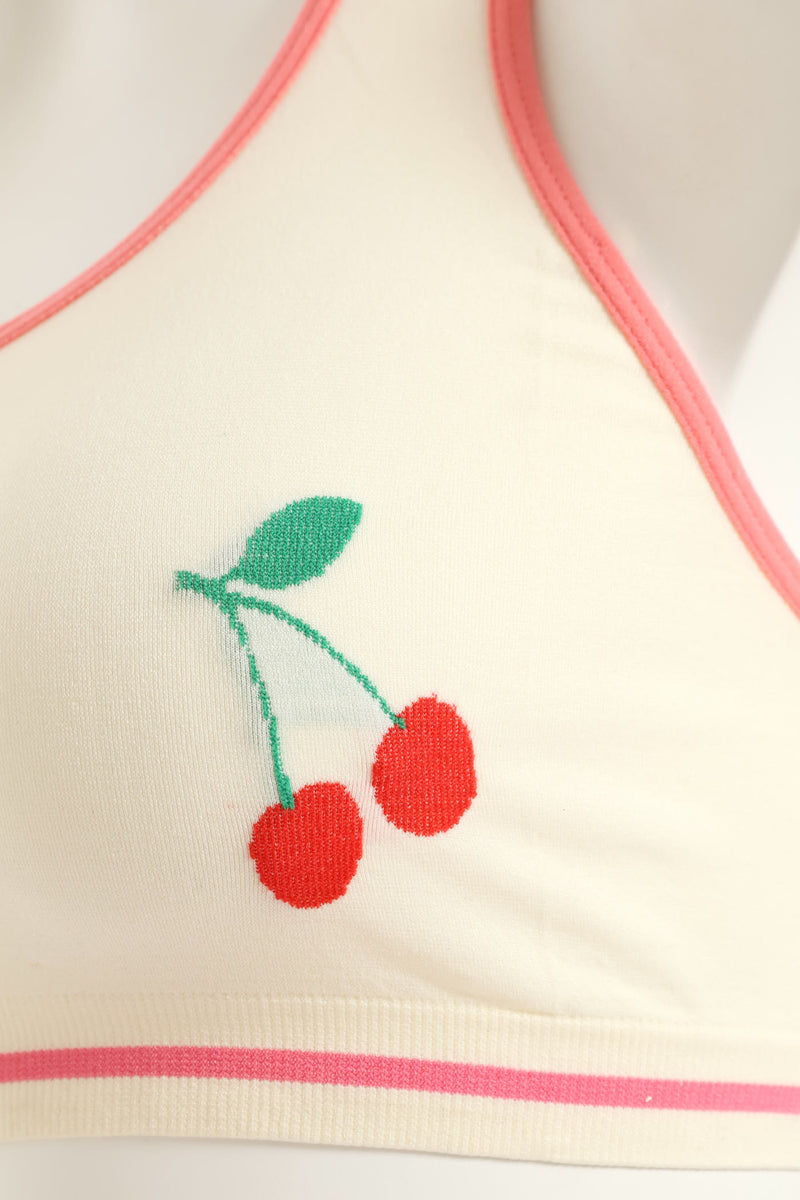 Girls 2 Pack Cherries Seamless Racerback Bra - Pink