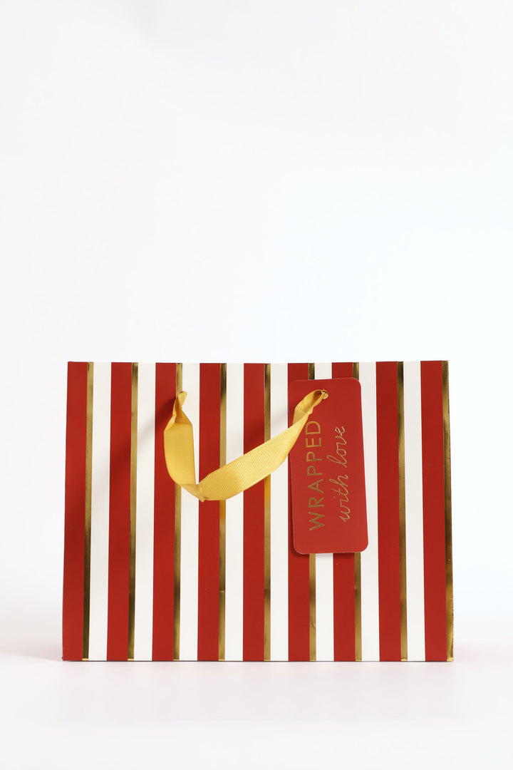 Foil Stripe Gift Bag - Red