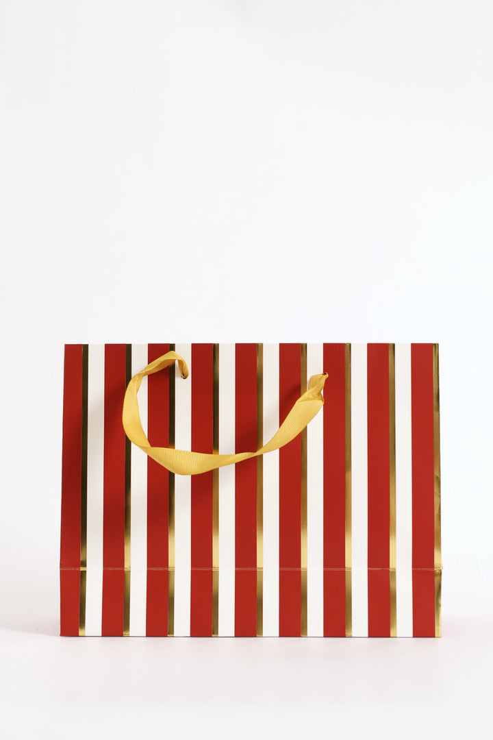 Foil Stripe Gift Bag - Red
