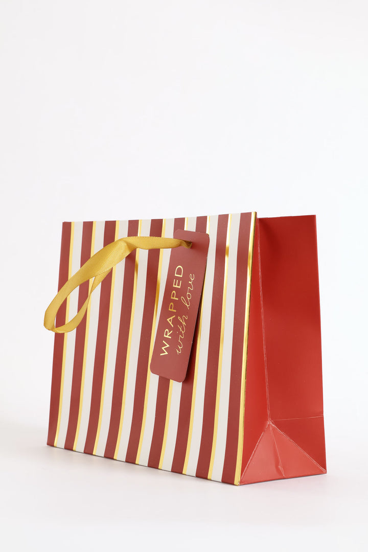 Foil Stripe Gift Bag - Red