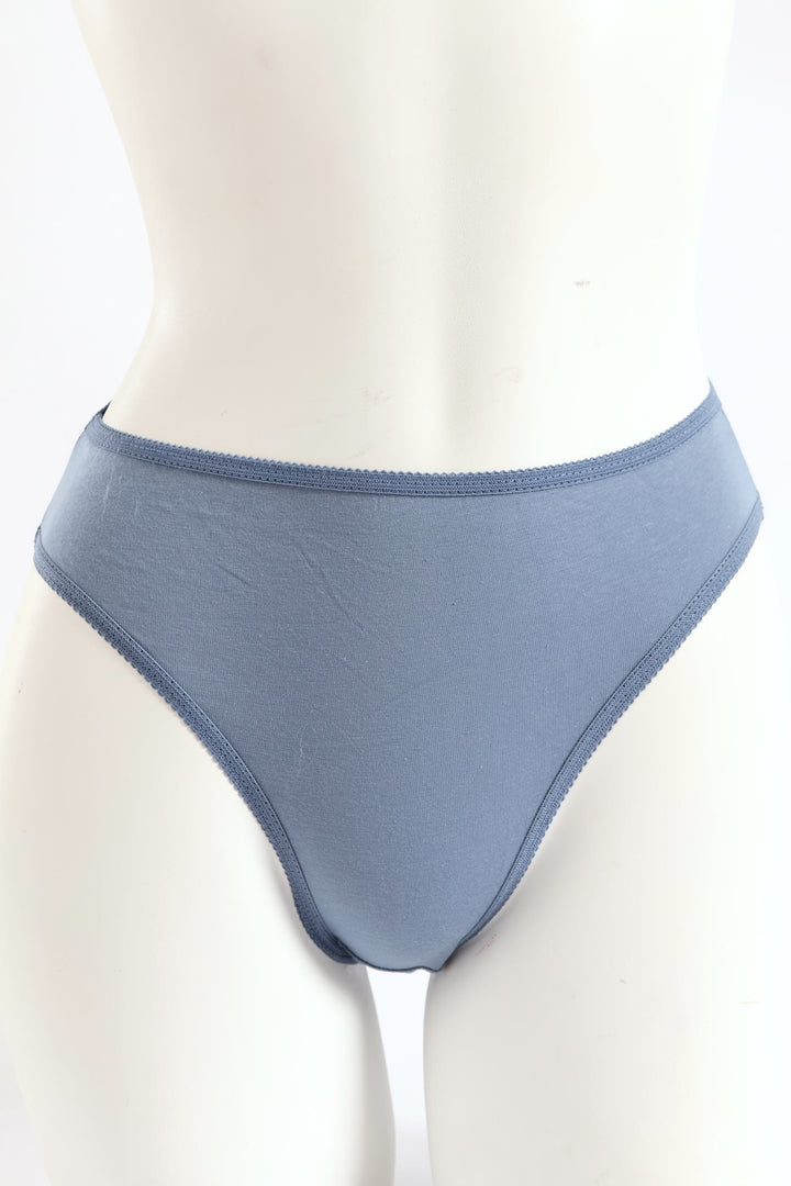 5 Pack Cotton Hi-Cut Panties - White/Light Melange/Denim/Dark Melange/Black