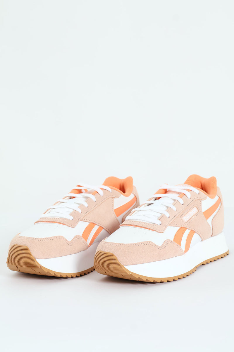 Glide Ripple Double Lace Up Sneaker - White/Beige