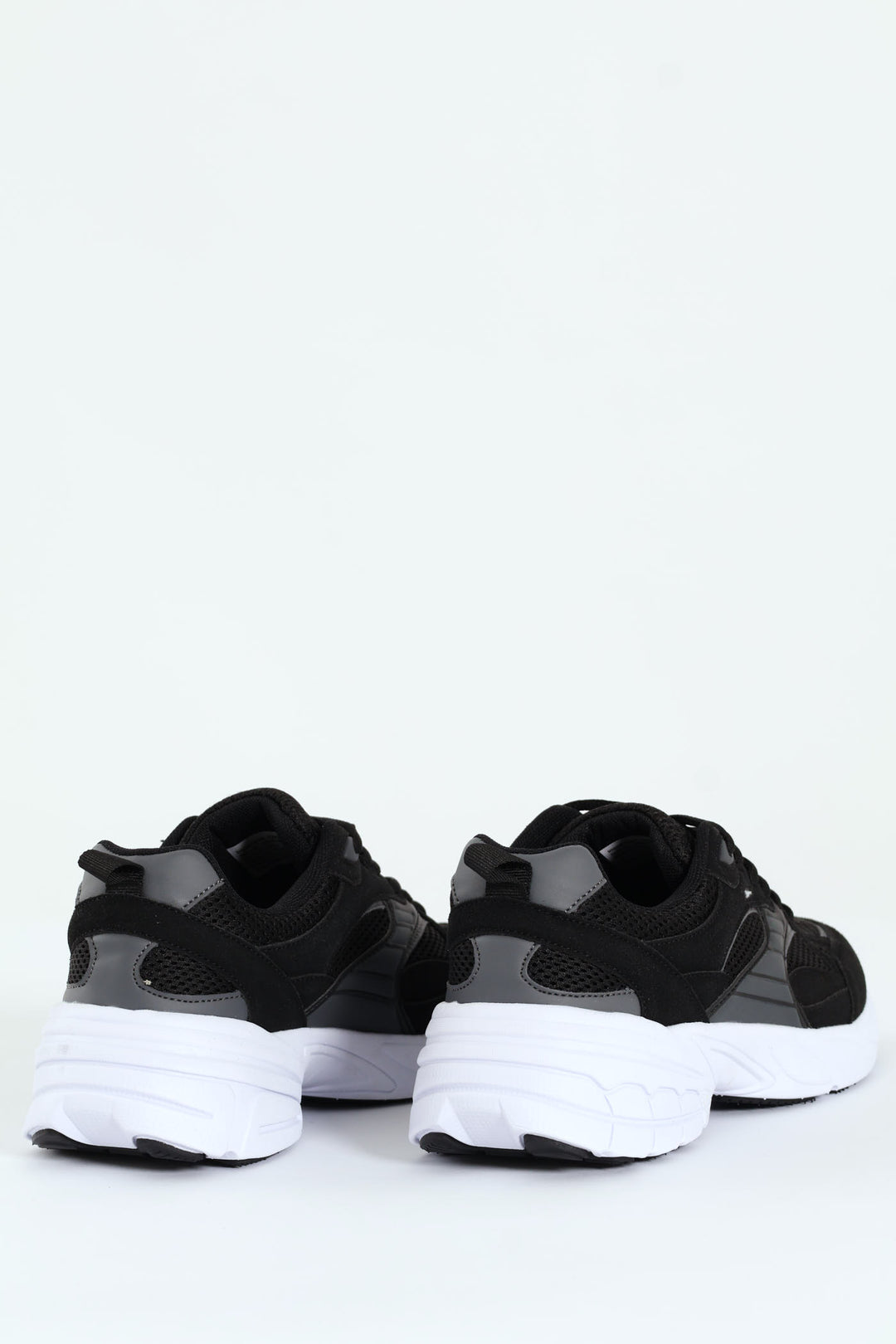 Lace Up Mesh Pu Combo Trainer - Black