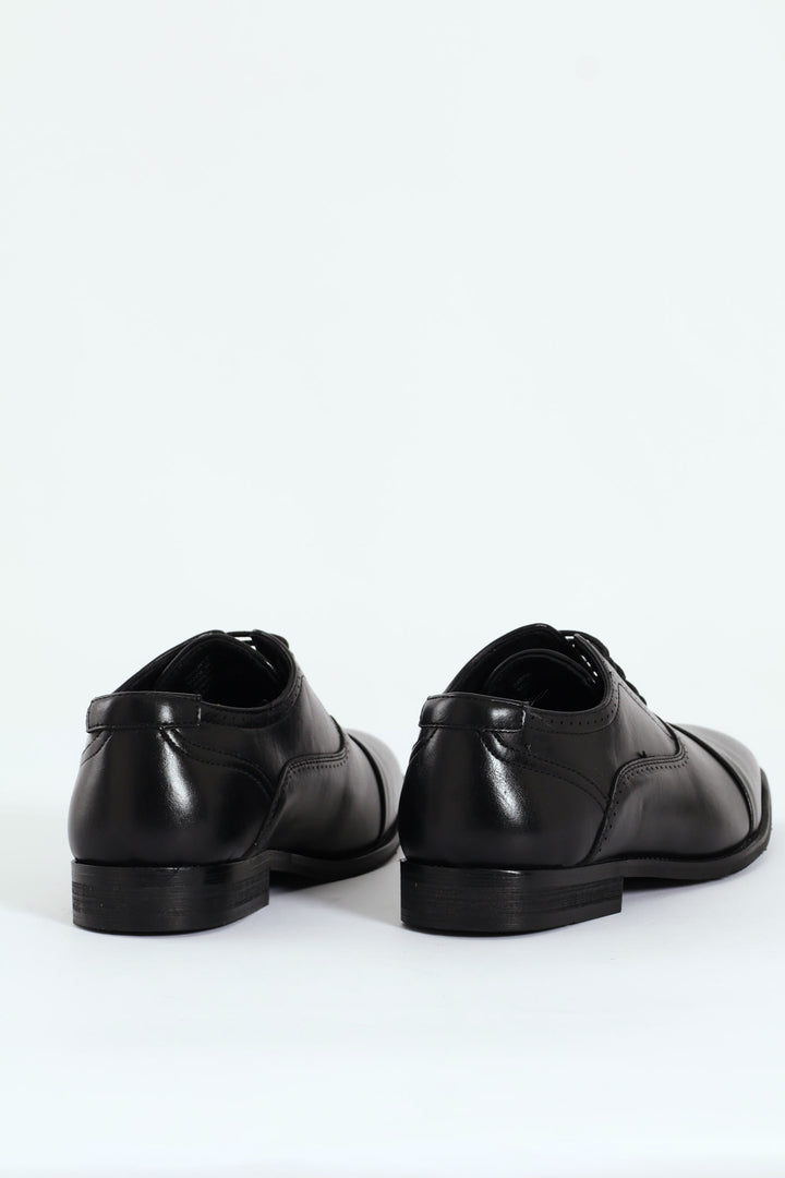 Lace Up Oxford With Toe Cap - Black
