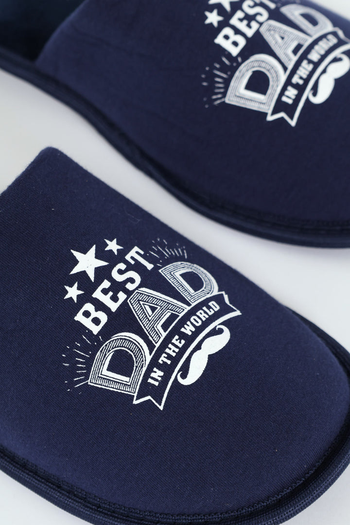 Best Dad Slogan Slipper - Navy