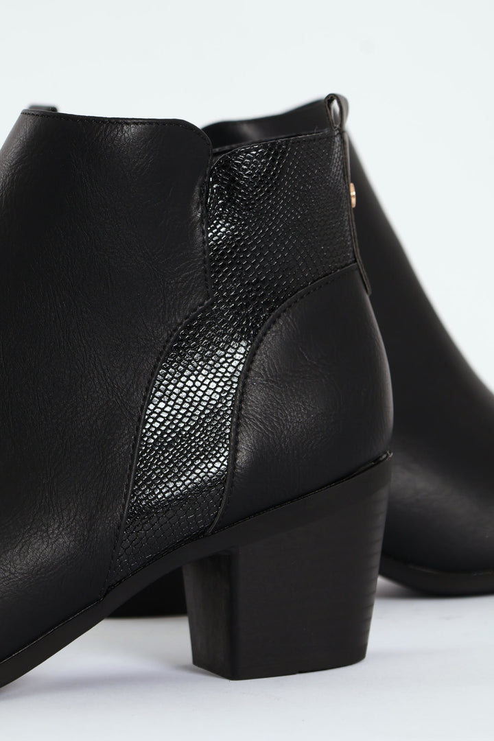 Pu Insert Chelsea Ankle Boot - Black