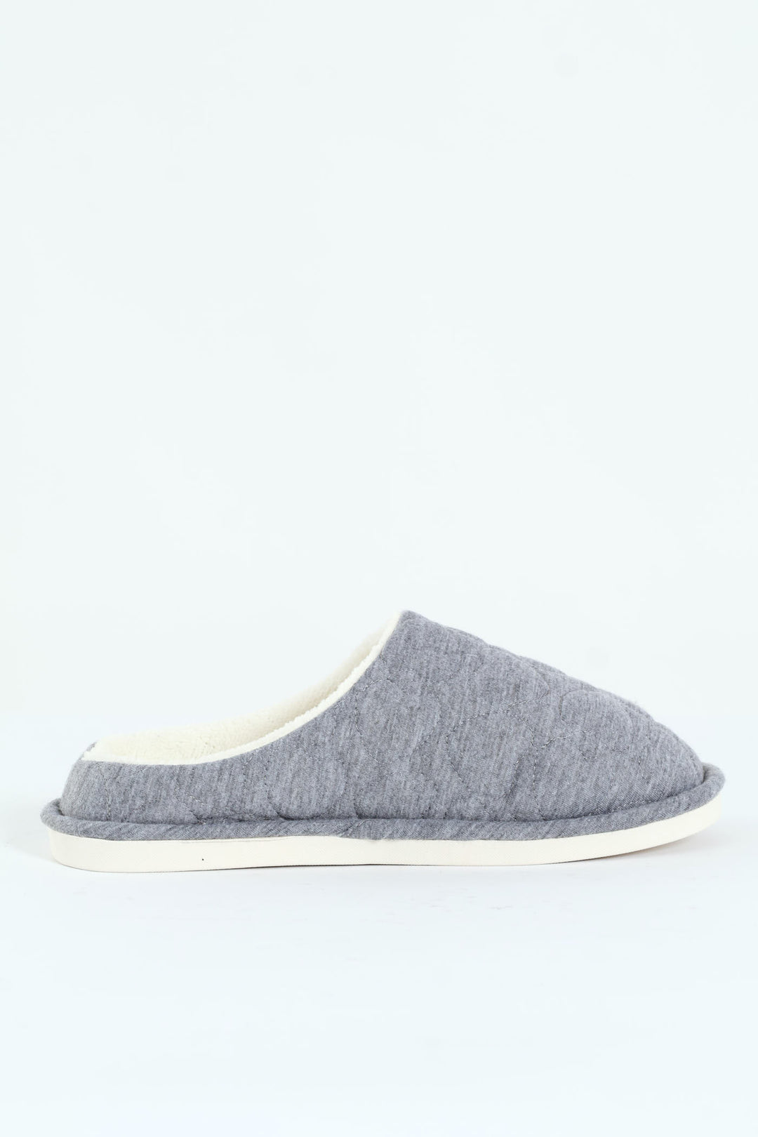 Jersey Knit Mule Slipper With Embossed Hearts - Light Grey