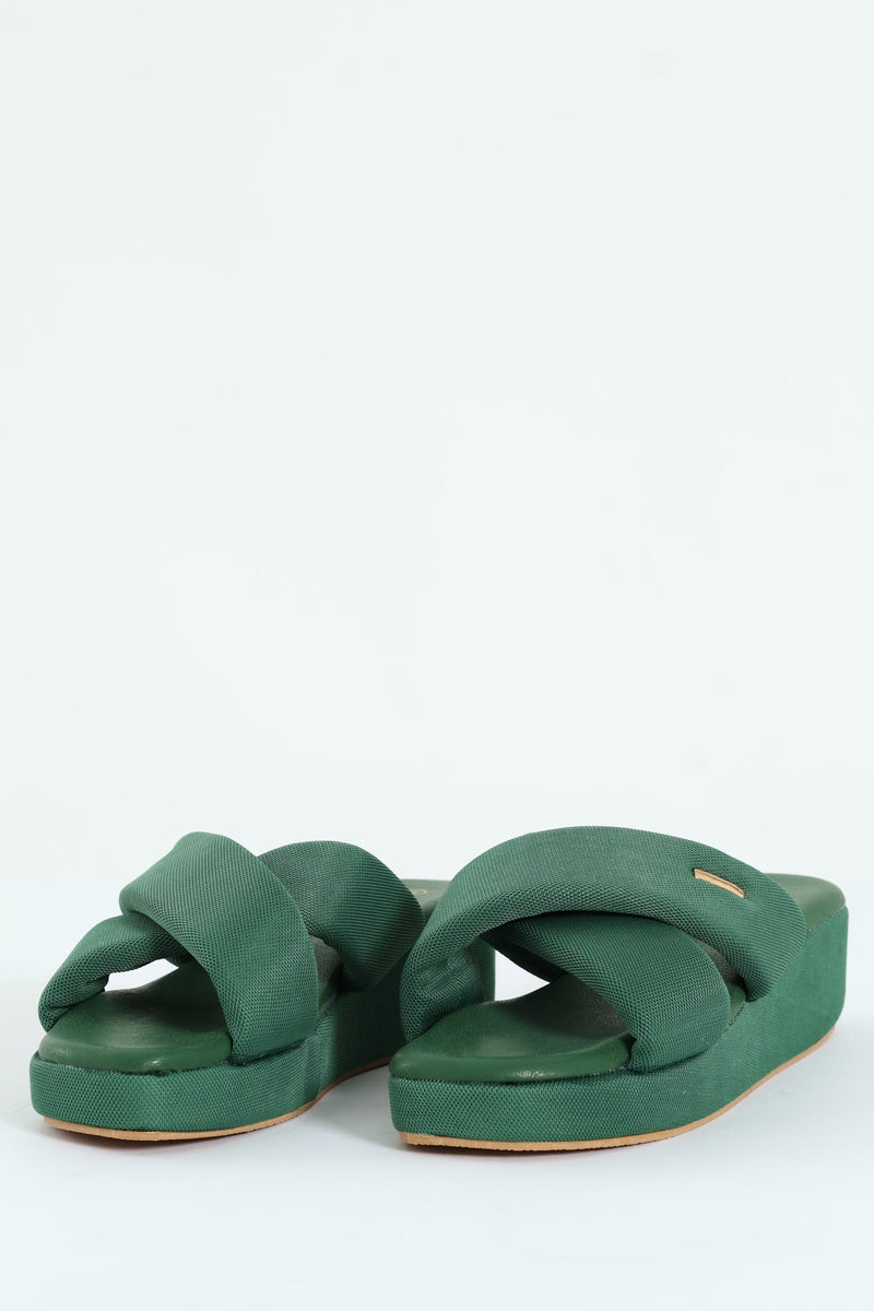 Mesh Crosstrap Sandal On Flatform - Sage