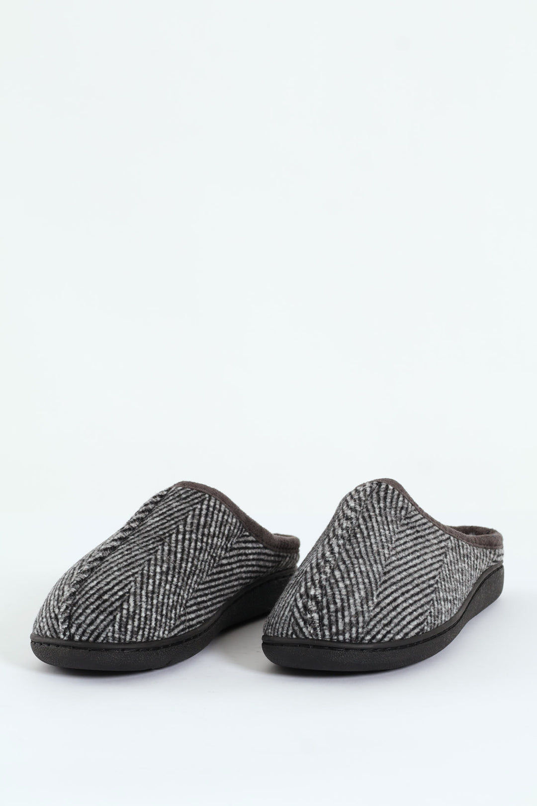 Flannel Upper Half Open Back Slipper - Grey