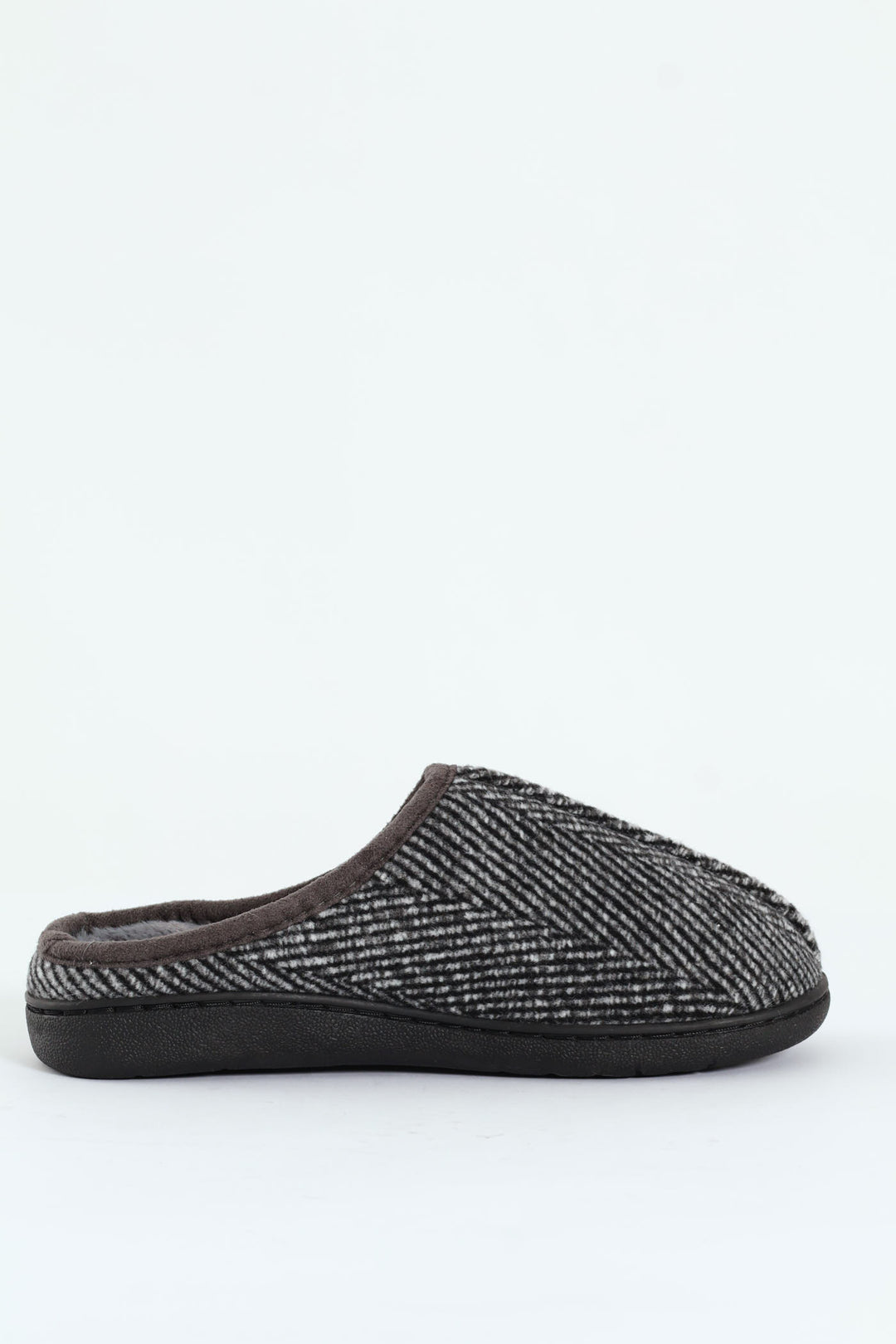 Flannel Upper Half Open Back Slipper - Grey