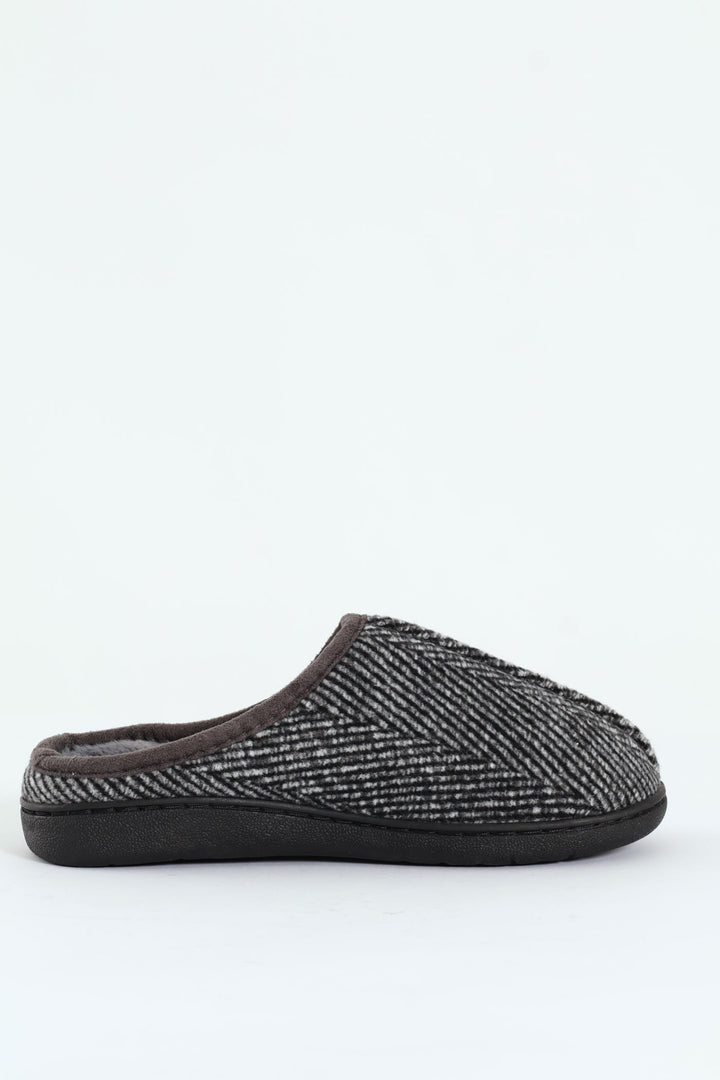 Flannel Upper Half Open Back Slipper - Grey
