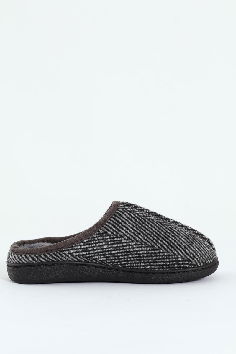 Flannel Upper Half Open Back Slipper - Grey