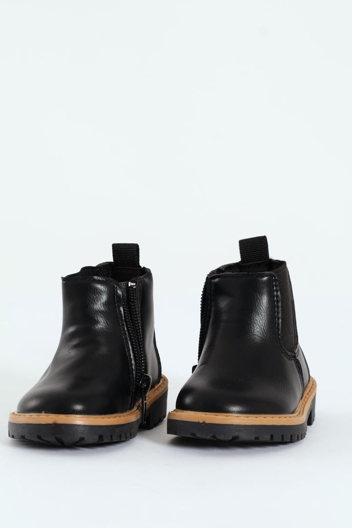 Baby Boys Boot With Zip - Black