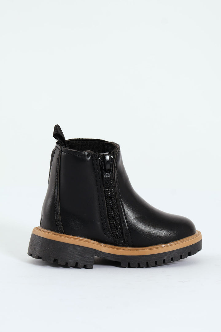 Baby Boys Boot With Zip - Black