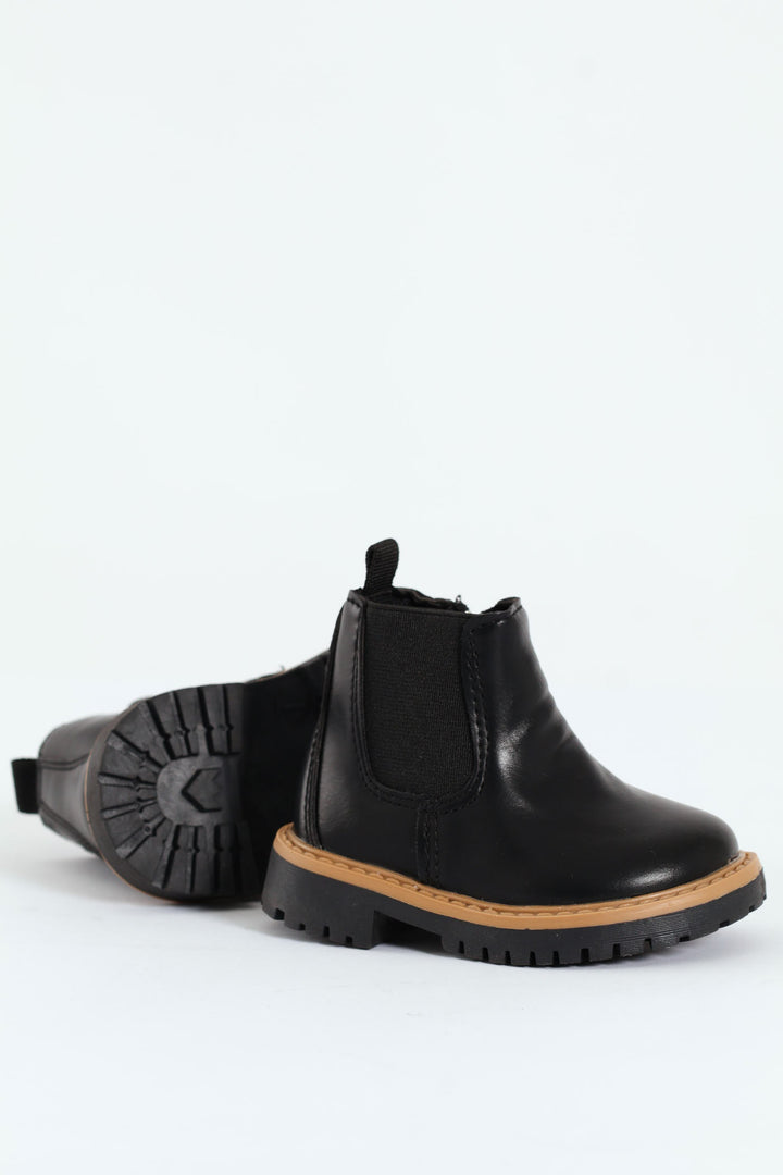 Baby Boys Boot With Zip - Black