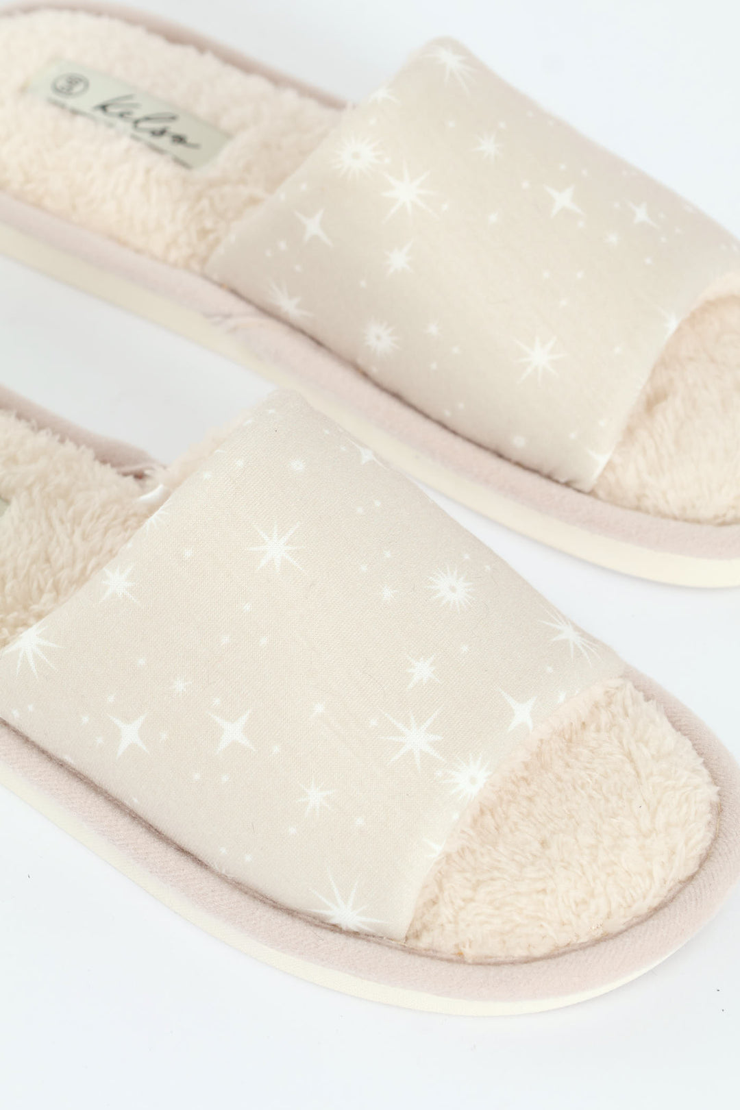 Star Detail Jersey Knit Mule Slipper - Stone