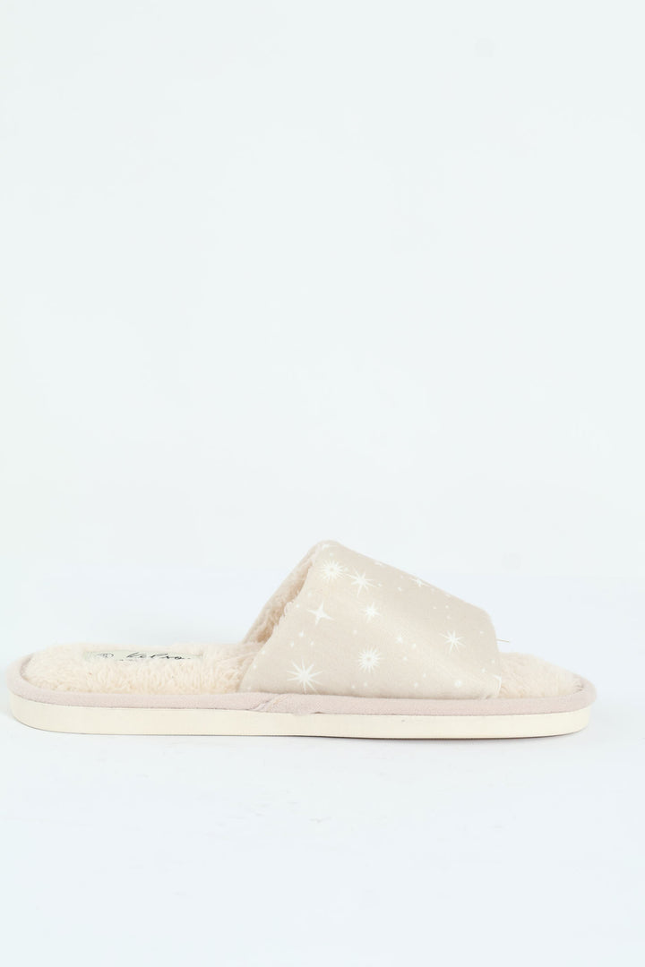 Star Detail Jersey Knit Mule Slipper - Stone