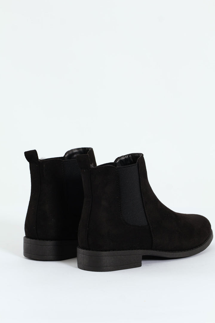 Girls Microsuede Chelsea Boot - Black