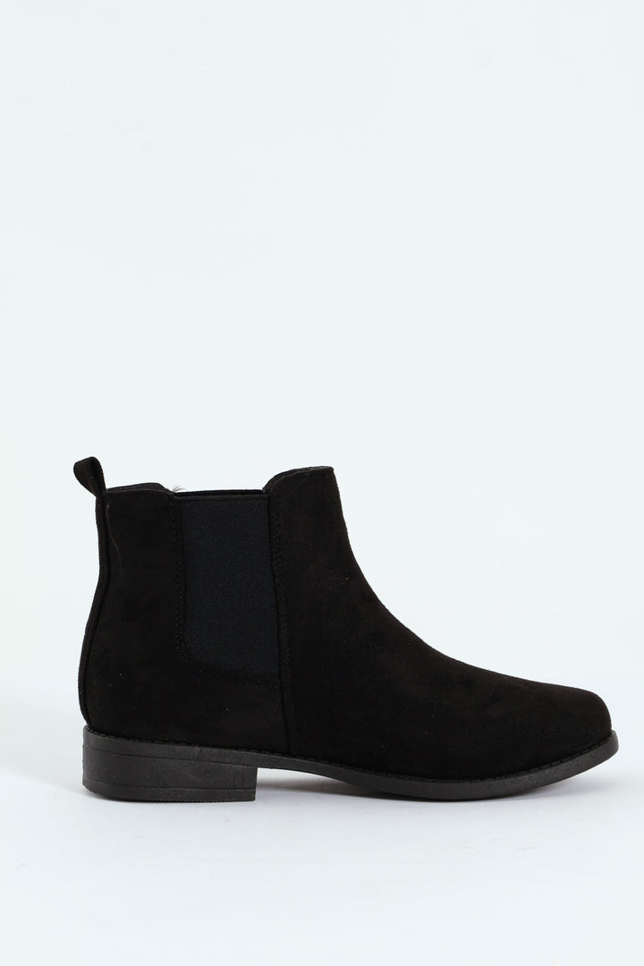 Girls Microsuede Chelsea Boot - Black