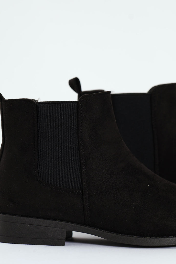 Girls Microsuede Chelsea Boot - Black