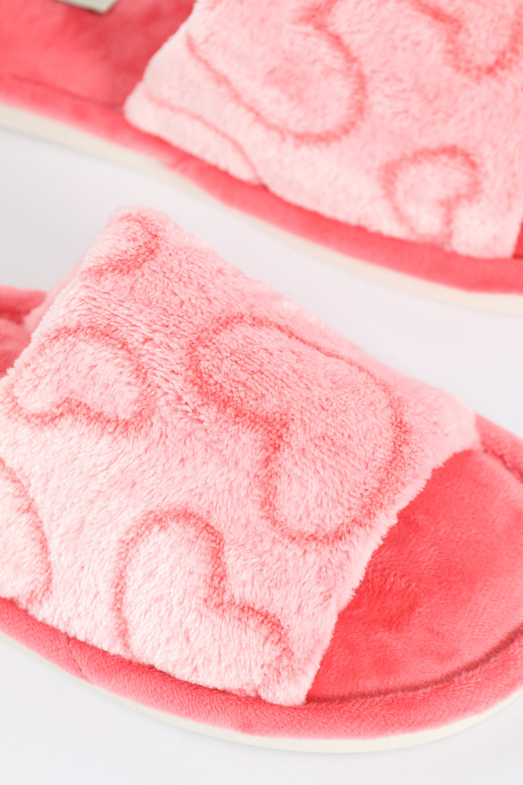 Single Band Mule Slipper With Embossed Hearts - Coral