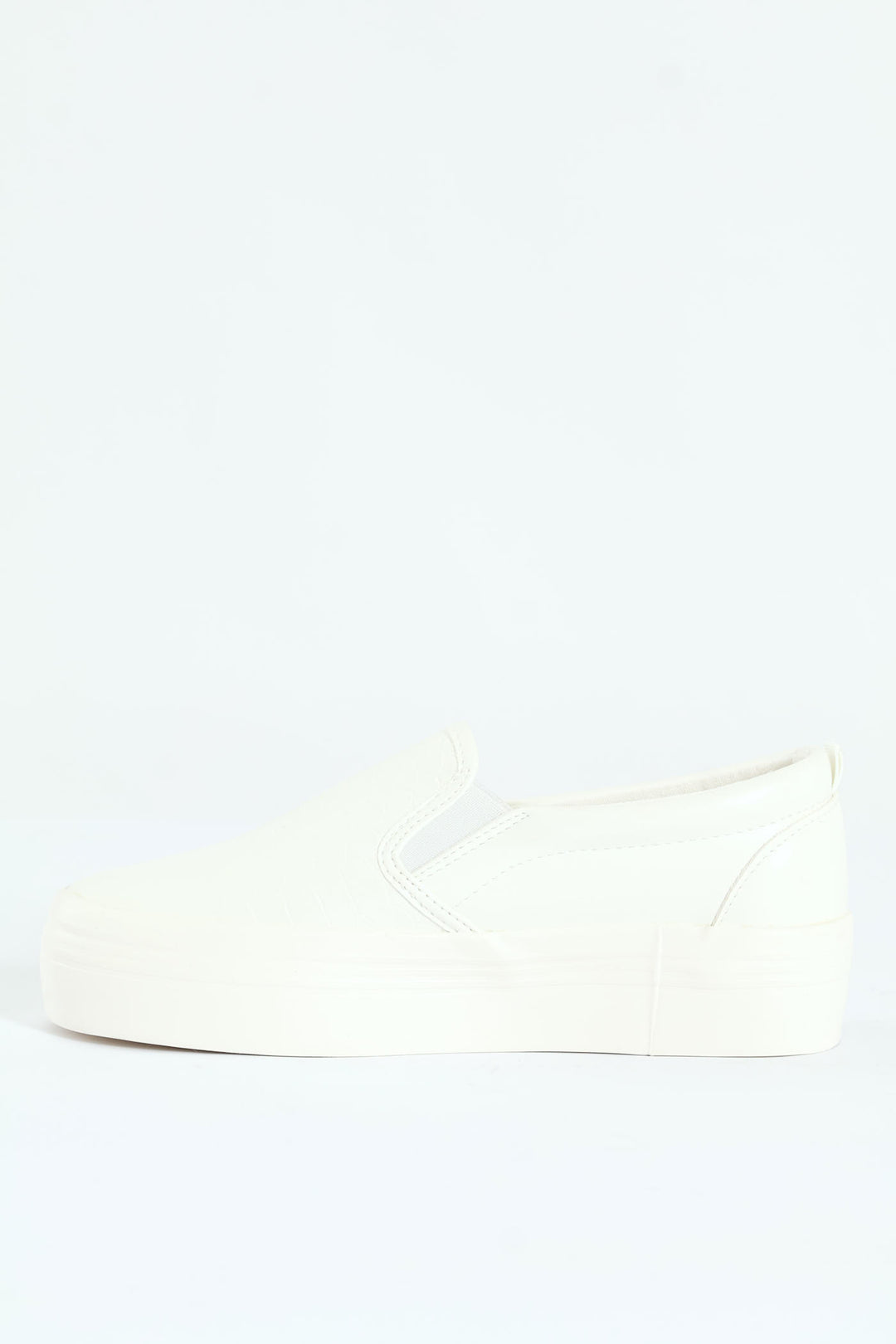Snake Embossed Platform Slip On Sneaker - White