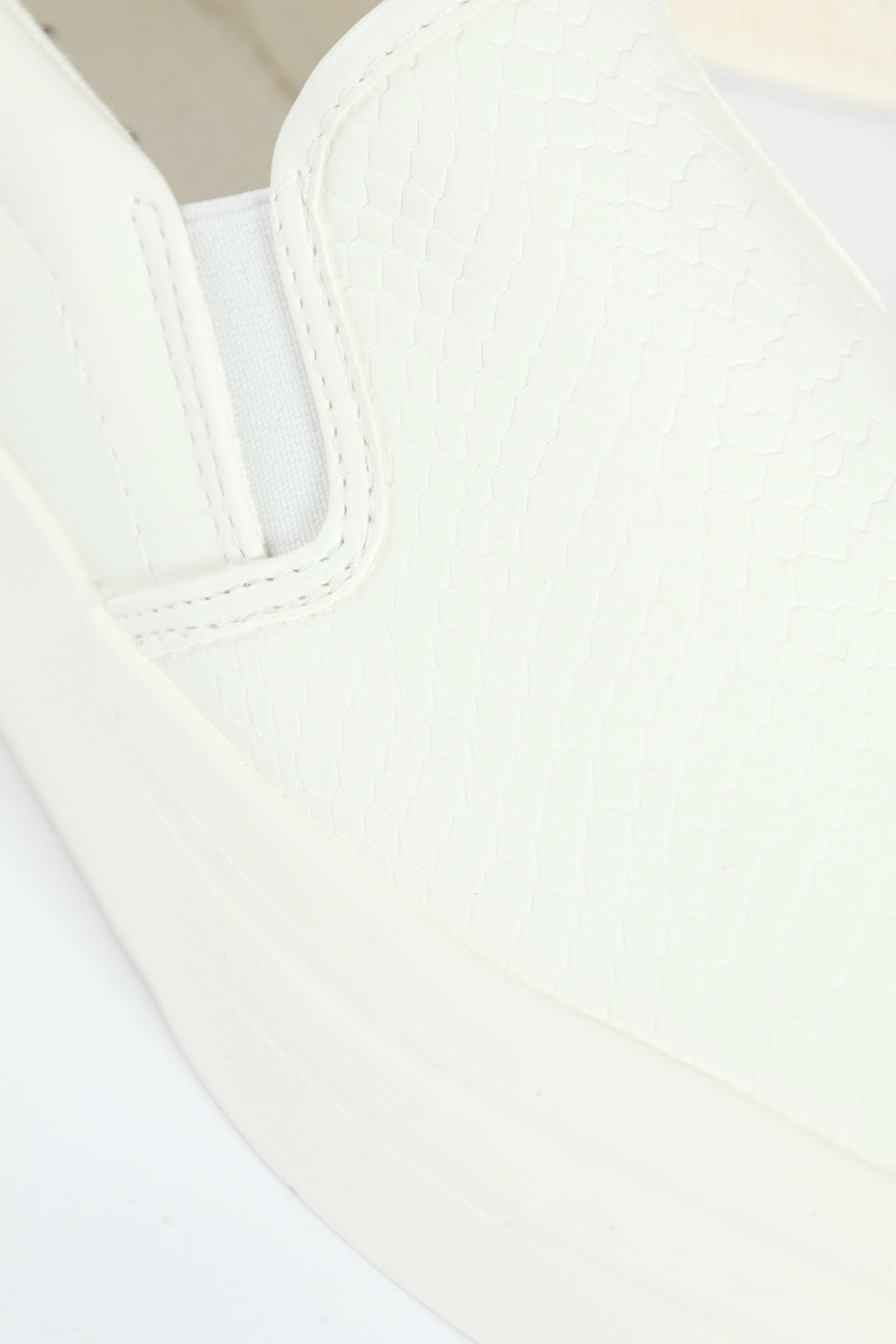 Snake Embossed Platform Slip On Sneaker - White
