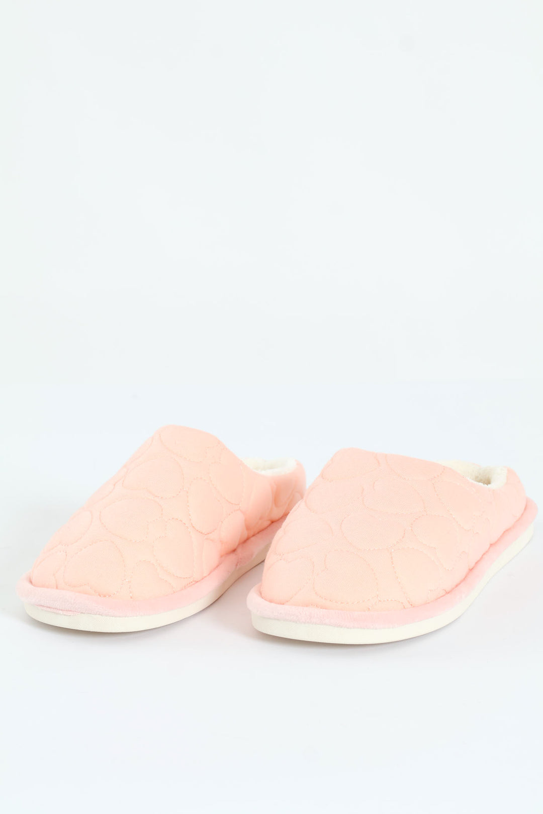 Jersey Knit Mule Slipper With Embossed Hearts - Blush