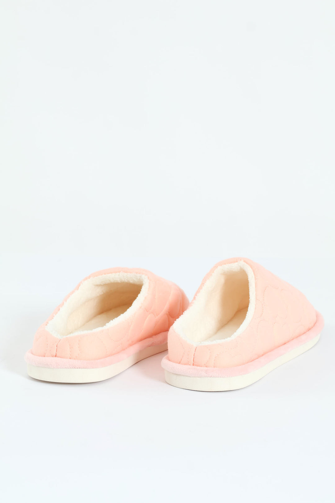 Jersey Knit Mule Slipper With Embossed Hearts - Blush