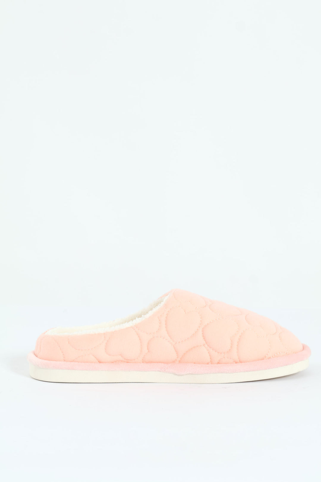 Jersey Knit Mule Slipper With Embossed Hearts - Blush