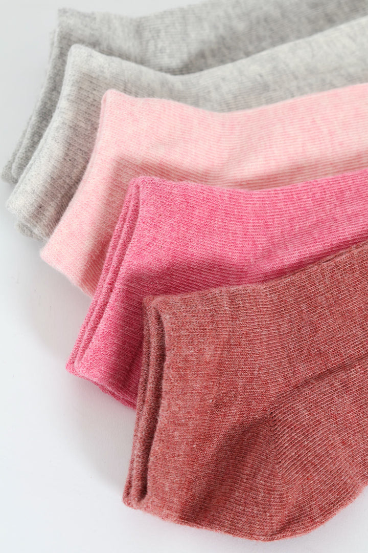 5 Pack Low Cut Fashion Socks - Red