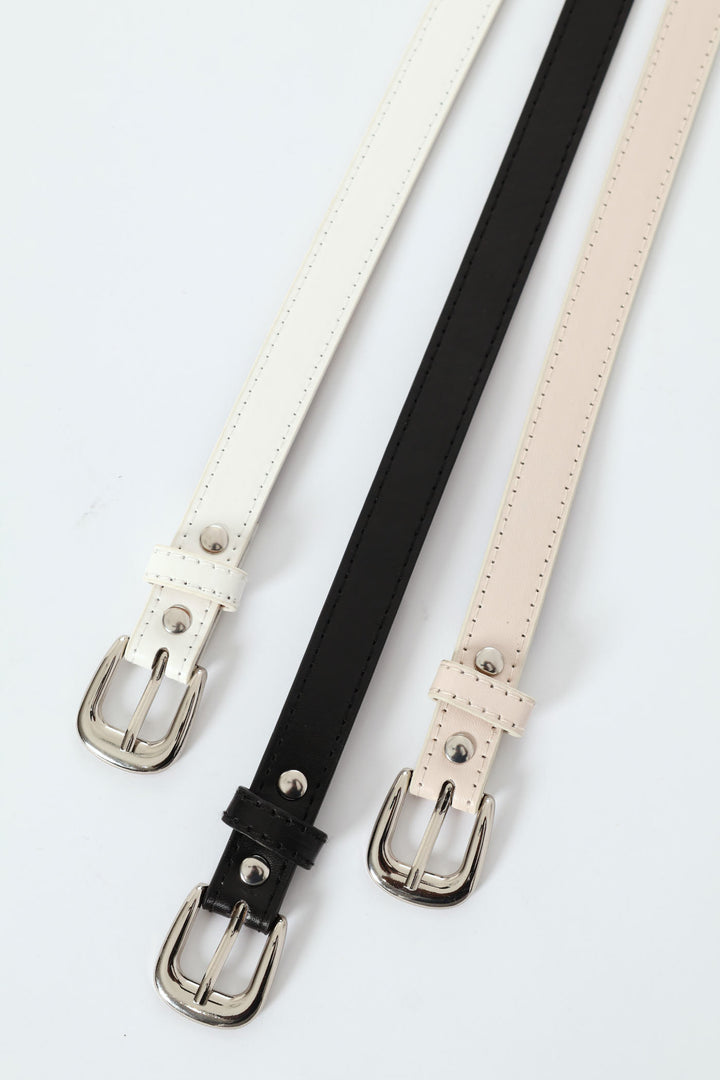3 Pack Silver Buckle Belts - Multi