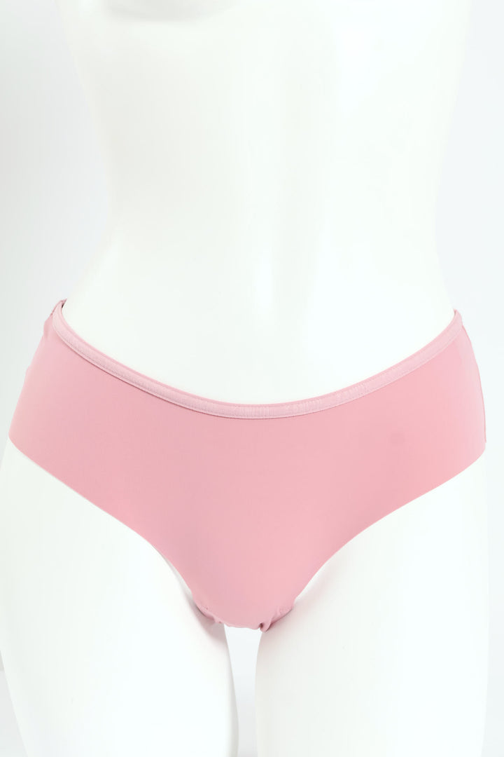 3 Pack Lazer Cut Boyleg Panties - Mocha/Pink/Off White