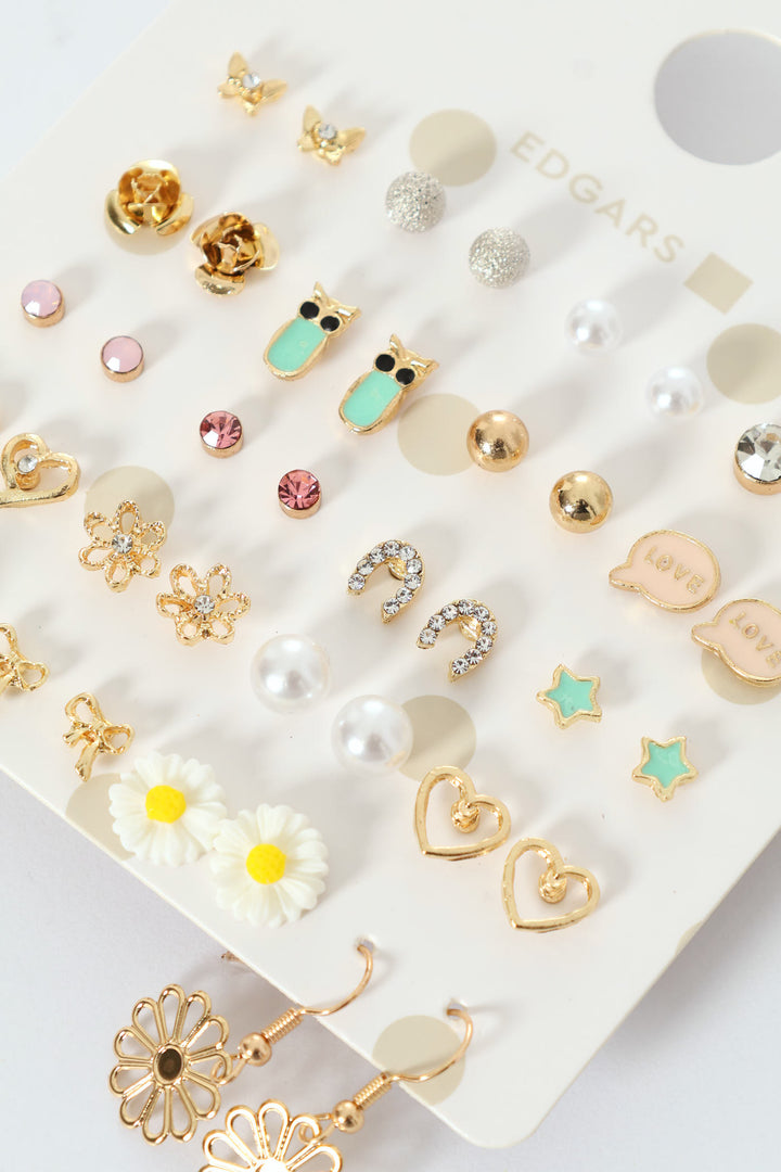 Pre-Girls 20 Pack Flower Earrings