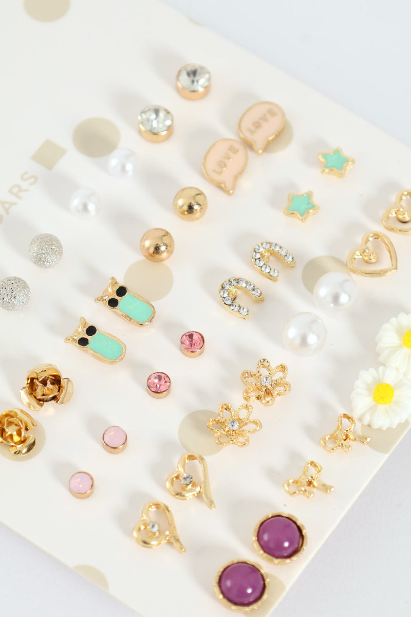 Pre-Girls 20 Pack Flower Earrings
