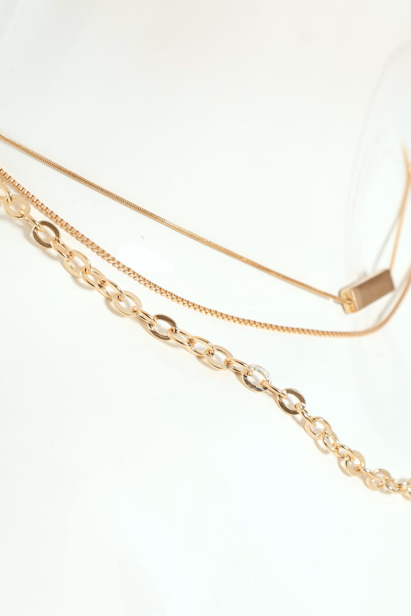 3 Pack Gold Bar Necklace - Gold