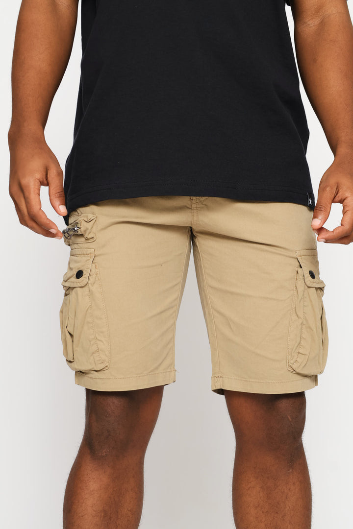 Zip Cargo Shorts - Stone