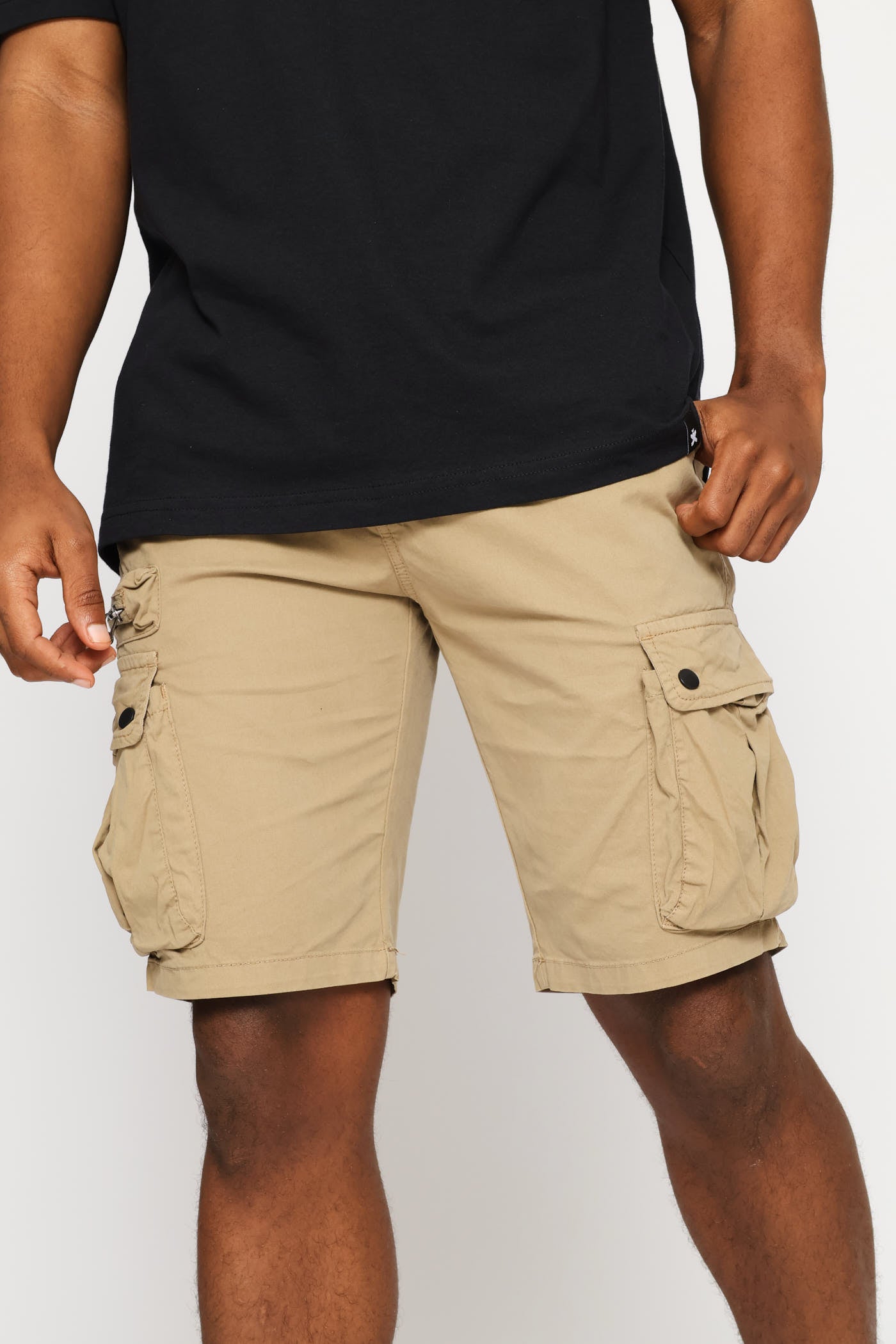 Mens Zip Cargo Shorts - Stone – Edgars