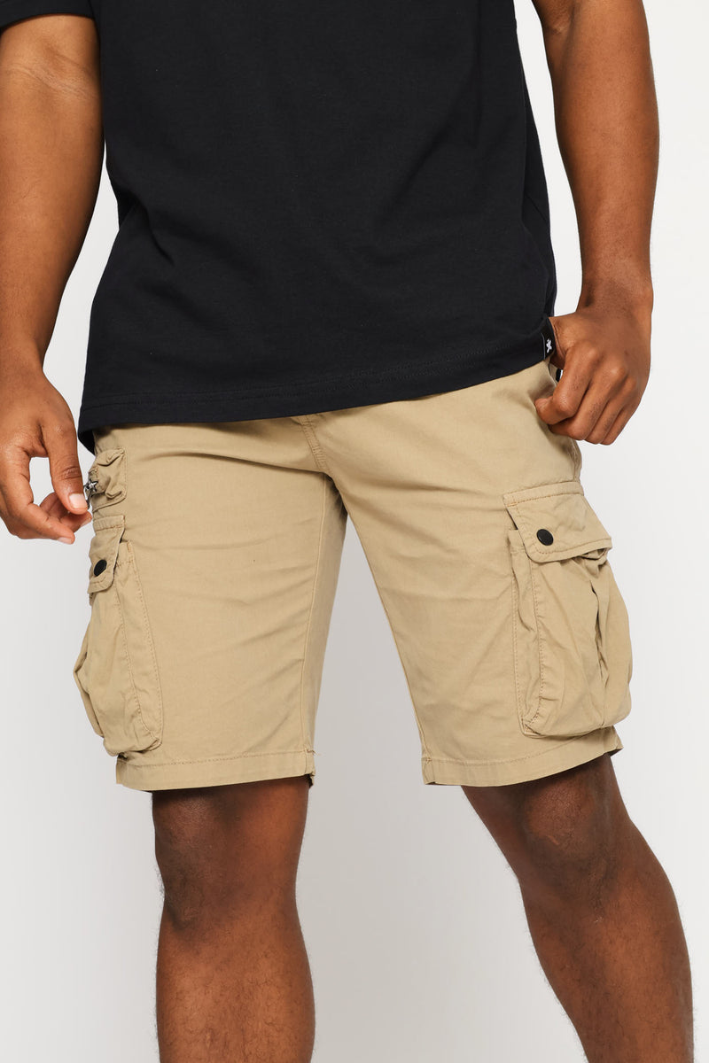 Zip Cargo Shorts - Stone