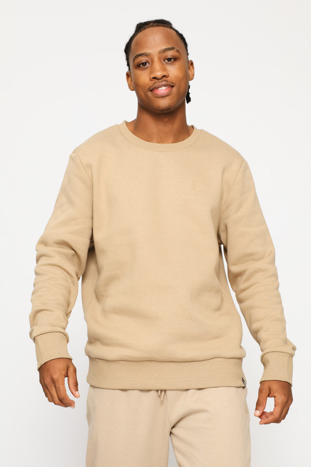 Basic Fleece Crew Top - Taupe