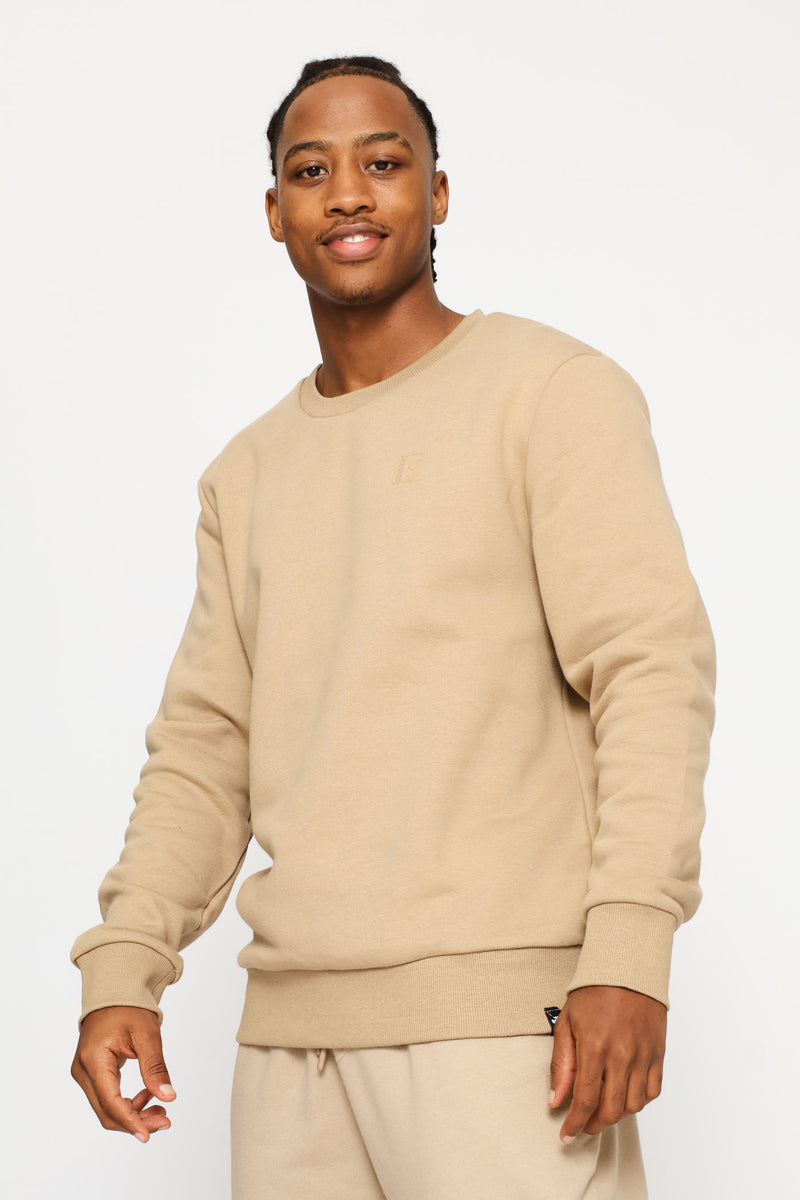 Basic Fleece Crew Top - Taupe
