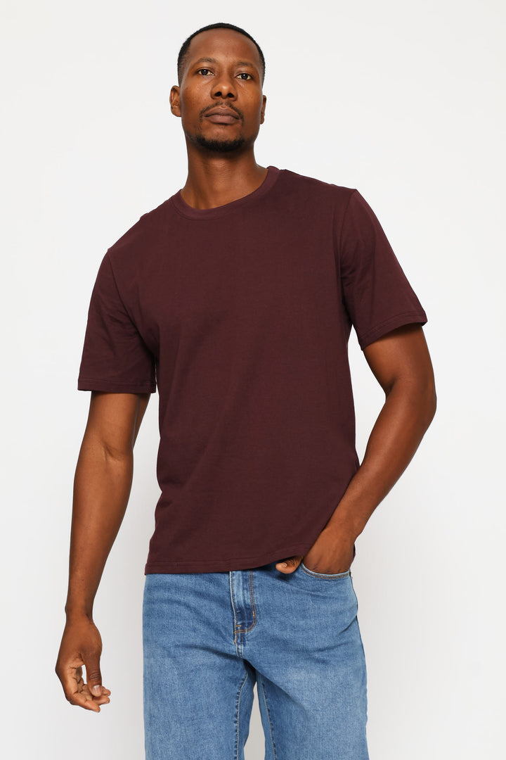 Fig Plain Crew Tee - Burgundy