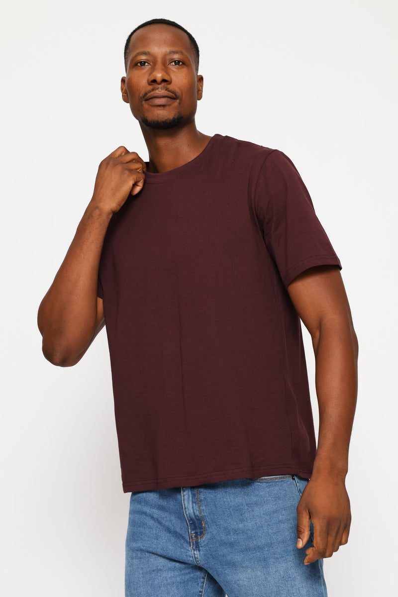 Fig Plain Crew Tee - Burgundy