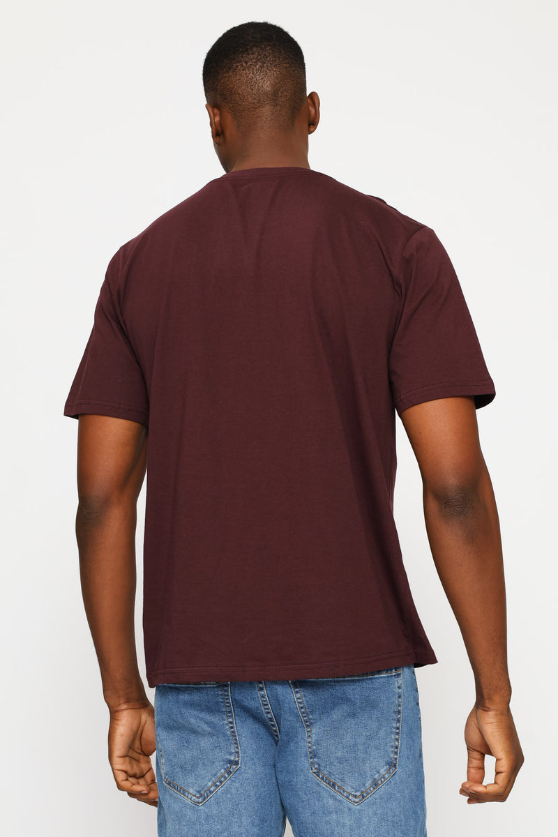Fig Plain Crew Tee - Burgundy