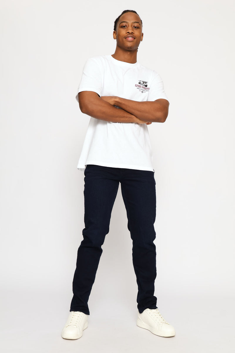Racing Car Front & Back Print Tee - White