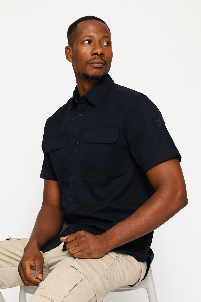 Flap Pocket Badge Shirt - Navy