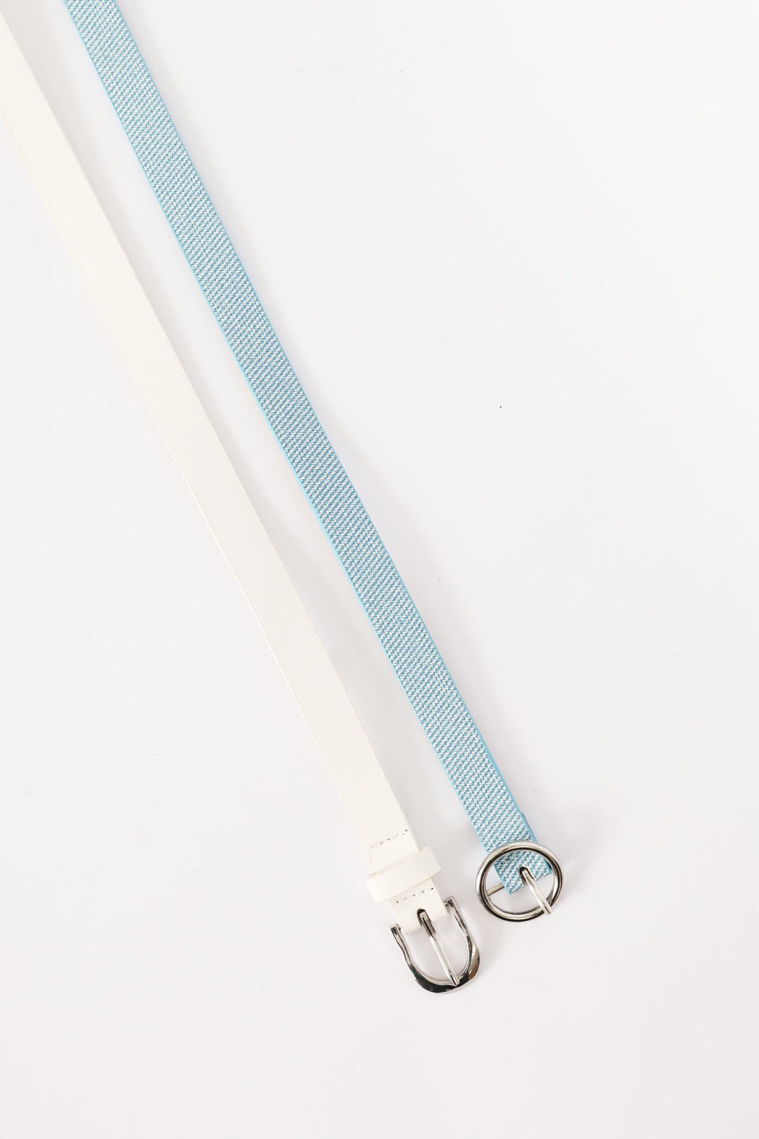 Girls 2 Pack Plain & Denim Daisy Buckle Belts - Multi