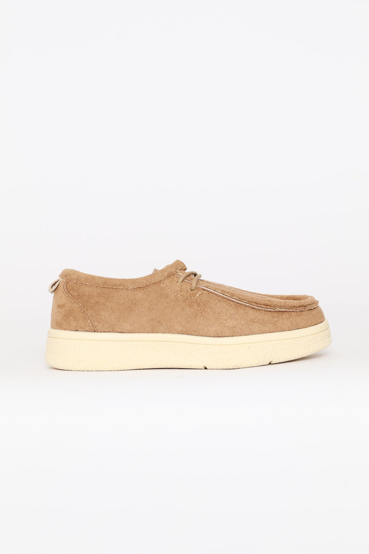 Boys Lace Up Moccasin - Taupe