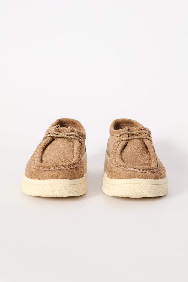 Boys Lace Up Moccasin - Taupe