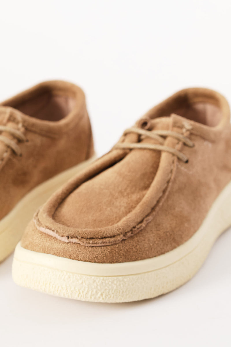 Boys Lace Up Moccasin - Taupe